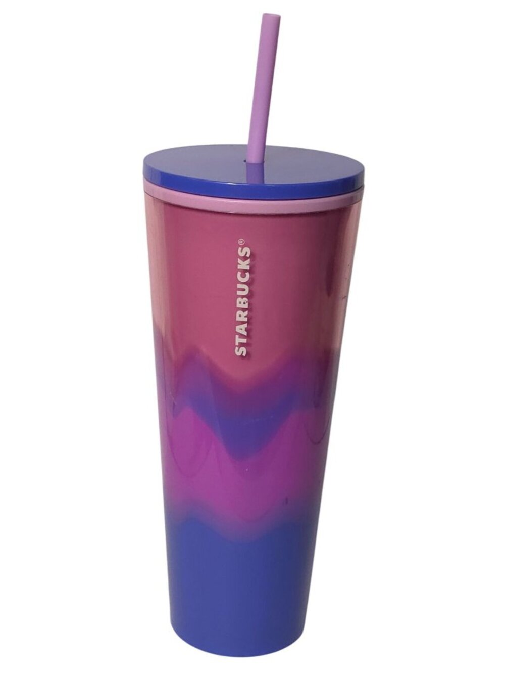 Starbucks 24 Oz Gradient Pink & Purple Tumbler With Straw BPA-Free Plastic